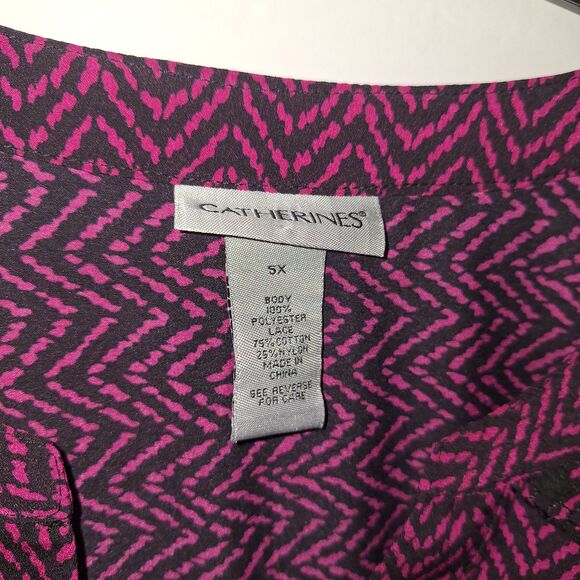 A Catherines Women's Top Plus Sized Office Core Lace Detail Cocktail Party 5X - Picture 2 of 8